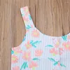 Ensembles de vêtements bébé Camisole Shorts décoration à volants avec petite marguerite imprimé taille élastique été 6M-4T