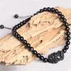 Fußkettchen Naturstein Pixiu Stiefeletten für Frauen Schmuck 6-8mm Runde verstellbare Perlen Männer Armband Obsidian Sicherheit