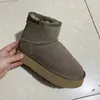Ultra Mini Boot Designer Platform Snow Boots Australia Fur Fur أحذية دافئة حقيقية من الجلد الكستناء في الكاحل الرقيق للنساء