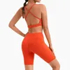 Women's Tracksuits Women Patchwork 2 Piece Sport Sets Side Hollow Out Bras Skinny Shorts High Waist Push Up Fitness Tracksuit Sportwear