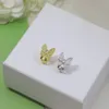 Vintage Designer Charm Earrings 18K Gold Plated Full Crystal Butterfly Bow Clip Stud Earrings For Women With Box Luxury Jewelry