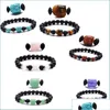 P￤rlstr￤ngar Buddha huvudarmband gr￶n dongling sten snidande hand str￤ng tigereye jinsha vulkaniska rockarmband en otgeh