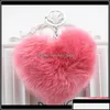 Porte-clés longes accessoires arrivée mode coeur forme imitation fourrure de lapin porte-clés boule téléphone portable porte-clés voiture femme otqon