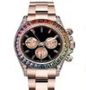 Lyxvarumärke Rainbow Diamond Gold Watch Men rostfritt stål 2813 Herrens armbandsur President Male Clock för Relogio Masculino