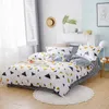 Bedding Sets Four-piece Simple Cotton Double Household Bed Sheet Quilt Cover Thickening Sanding Dormitory White Geometry