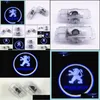 Decorative Lights 2Pcs/Set For Peugeot Door Logo Light Projector Wireless Ghost Shadow Welcome Laser Lamp 508 408 308 3008 4008 5008 Dh9Ms