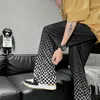 Pantalon homme 4 couleurs plissé hommes mode Plaid jambe large coréen lâche droite glace soie hommes grande taille pantalon S-5XL