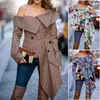 Women's Jackets Women's Sexy Off Shoulder Jacket Slack Checked Irregular Cape Lapel Plaid Cool Slim Autumn 2022 Lady Elegant Wear