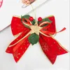 Christmas Decorations Tree Decoration Box Xmas Wreath Bows Big Red Tottest Linen Plaid Hanging Garden 15x16CM Gift Wrapping Wedding Bowknot