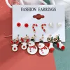 Christmas Series Snowflake Bell Ear Stud Combination Set Hot for Foreign Trade Cartoon Oil dripping Crutches Elderly Earrings Female