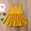 Vestidos de menina Apliques de flor de bebê Cor de cor sólida Princesa Tutu Vestido 3-36M infantil infantil infantil roupas de verão sem mangas de verão