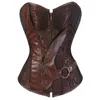 Bustiers Corsets Plus Size Steampunk Corset Gothic Punk Brown Leather Corselet Zip Burlesque Basque Lingerie Top Womenbustiers