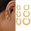 Orecchini a cerchio Stella minimalista a forma di cuore Geometrica piccola per le donne Catena color oro Twisted Huggie Hoops Set Gioielli di moda