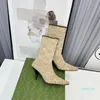 Boots Women knit ankle boots Square toe women'shoe Sandals 7.5CM heels