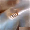 حلقات الكتلة خواتم الكتلة المجوهرات الكورية للأزياء الرائعة النحاس Zircon Zircon Irregar Cross Ring الأنيقة حفل زفاف حفلة موسيقية Open Dhhzw