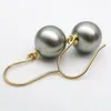 Dangle Earrings >>>>noble Jewelry Luminous 10.-10.5mm Natural Color Real Tahitian Pearl Drop 14K Yellow Gold