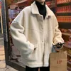 Piumino da uomo in pelliccia di agnello spessa invernale da uomo Cappotto corto casual alla moda caldo Capispalla in cotone da uomo retrò marrone grigio bianco