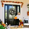 Decorative Flowers Wreaths Zezzo Handmade Hydrangea White Pumpkins Ranunculus Wreath For Front Door Hanging Ornament Thanksgiving Fall Home Decor 221031