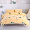 Conjuntos de roupa de cama amarelo gêmeo capa de edredom doce padrão colcha lençol plano ângulo reto com fronhas king size 4 pçs