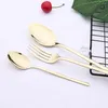 Dinnerware Sets 16Pcs Black Gold Cutlery Set Stainless Steel Knife Fork Spoon Dinner Tableware Party Kitchen Flatware Silverware