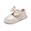 Chaussures Plates Enfant Cuir Fille Nœud Vernis Princesse Fille Perle Unique Noir Blanche Utilisation Danse