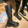 Boots Round Toe Fashion Women Knee High Flat Mid Heels Sock Botas Back Zipper Black Brown Yellow Grey Winter