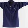 Men's Polos Cotton Polo Shirt Business Casual T-shirt Long Sleeve Round Neck Large 5XL 6xl Autumn