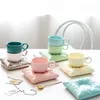 Tasses 200 ml nordique couleur bonbon tasse à café en céramique avec oreiller ensemble thé lait tasse soucoupe décor à la maison cuisine vaisselle