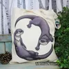 Shopping Bags BAG Animal Cartoon Funny Fashion Print Cool Women Shopper White Shoulder Tote