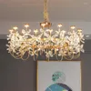 Lampadari Lampadario di cristallo moderno fiore Illuminazione Lampada a sospensione di lusso in oro per soggiorno Sala da pranzo Camera da letto Home Deco Lampade a sospensione