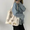 Kv￤llsp￥sar 3Colors Women Vest Axel Stora kapacitet Djur Hundar Canvas Handv￤skor Tote Girls Korea Ulzzang Tyg Shopping Shopping