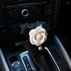 Steering Wheel Covers White Camellia Flowers Series Gear Shift Collar Head Pillow Handbrake Cover For Women Car Accessories