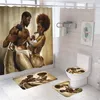 Siège de toilette couvre dessin animé personnage marteau Couple imprimer décor à la maison salle de bain couverture ensembles étanche rideau de douche tapis tapis tapis costumes