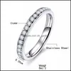 Cluster Rings Cluster Rings Sier Color Titanium Stainless Steel Crystal Wedding For Women Cz Surround Men Ring Fashion Jewelry Whole Dhaq7
