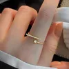 Crystal Open Zircon Band Rings for Women Men Fashion Jewelry Festival Gift Silver Color