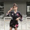 Blouses pour femmes coréen Kawaii Kimono Cardigan rétro imprimé plage couvrir Cosplay petit haut femme Harajuku Streetwear Vintage femmes Blouse