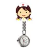 카드 소지자 귀여운 포켓 시계 슈퍼 만화 간호사 청진기 천사 패턴 브로치 석영 운동 여성 선물 드롭 배달 2022 SMT8X