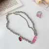 Girocollo 12 Pz / lotto Collana di Pietre Preziose Rosa Femminile Estate Luce Lusso Nicchia Personalità Splicing Clavicola Catena Ins Design Anello Per Le Donne