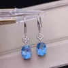 Boucles d'oreilles pendantes topaze bleu ciel pierres précieuses pendantes pour la beauté bijoux fin ornement crochet boucle d'oreille gemme naturelle fille cadeau de fête d'anniversaire