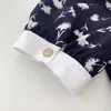 2022 Spring Sailor Collar Floral Print Sukienka Blue krótkie guziki Sukienki jednokierunkowe D2O31