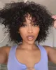 Short Pixie Bob Cut Human Hair Wigs With Bangs Non lace front Wig Jerry Curly natural scalp soft Wigs For Women texture exactly pic TOP selling