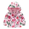 Jackor Kids Autumn Clothing Fashion Print Hooded Jacket Småbarn Baby Grils pojkar blixtlås Vindtät klädrock