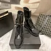 Damen Reitstiefel, modische Stiefel, Damenschuhe, dreifach schwarz, niedriger Absatz, Schnürung, Leder, sportlich, einfach, vielseitig