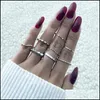 Anelli a grappolo Anelli a grappolo Ifkm 8 Stili Trendy Boho Midi Knuckle Ring Set per le donne Semplice raffinato dito geometrico Fashion Bohemi Dhl9I