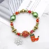 Bedelarmbanden U-magische kerstboom oude man sneeuwvlok sokken kralen onregelmatige armband voor vrouwen rood groen eland emaille metalen sieraden