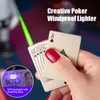 Metal Playing Cards Jet Lighter Unusual Torch Turbo Butane Gas Lighters Creative Windproof Outdoor Lighter Funny Toys For Men