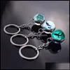 Sleutelringen Key Rings sieraden aangepaste zeedieren sleutelhanger schildpad zeester zeewier kwallen dolfijnpatroon dubbele zijglasbal penda otqsb