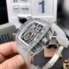 Edição limitada Superclone Luxury masculino relógio mecânico barril de vinho Richa Milles RM19-01 Totalmente automático Crystal Case Tape Wristwatch Men Movimento Swiss