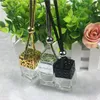 Empty Glass Car Perfume Bottle Essential Oil Diffuser Pendant with Gold Silver Black Lids and Plastic Tip