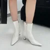 ブーツ先の尖ったつま先の女性足首薄いハイヒールドレスシューズ女性サイドジッパーファッションパーティーパンプスブラックホワイトピンクの品質